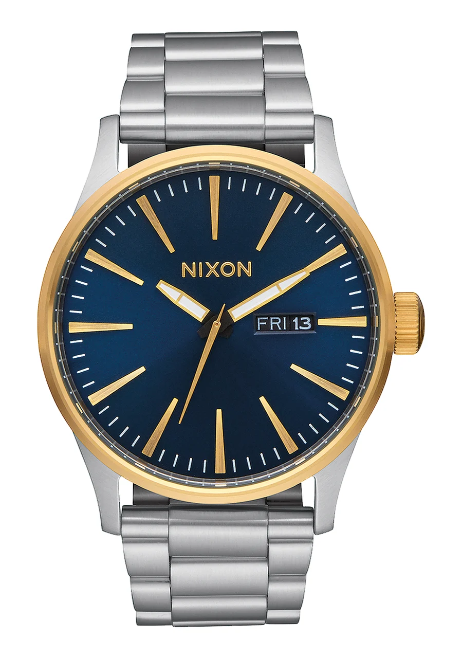 Nixon US Sentry Stainless Steel - Gold / Blue Sunray A356-1922-00 42 mm kol saati