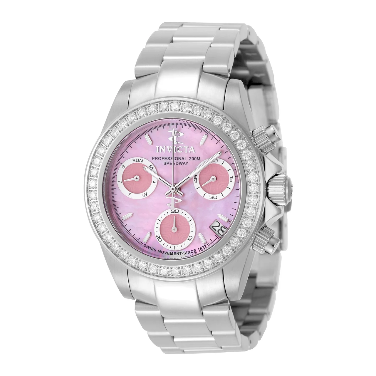 Invicta Elite Speedway Ascent Prestige 1.61 CT LG Diamond Edition Swiss Ronda Z60 Caliber Watch w/ Mother of Pearl Dial - 38mm, Steel (51110) 38 mm kol saati