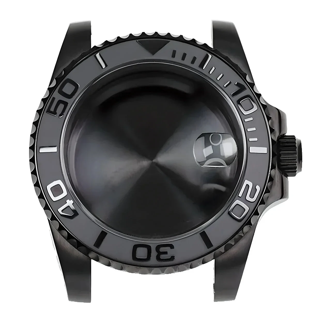 Tandorio Black PVD Yacht master bezel Steel Black Matte Waterproof Watch Case With Sapphire Crystal For Nh35 Nh36 Movement 28.5mm Dial Mods 14:200025551#Style 4 40 mm kol saati