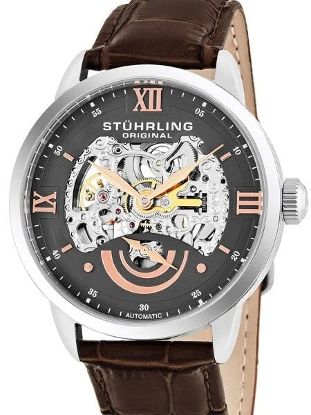 Stuhrling Executive II Semi-Skeleton Automatic Watch with 44mm Case #574.03 kol saati