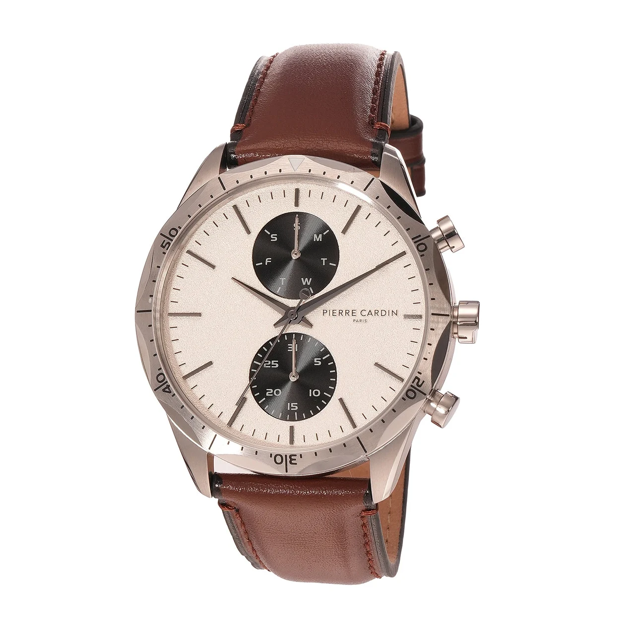Heritage RacerTime Stainless Steel Silver with Dark Brown Leather Strap CF.1031.LG 43 mm kol saati