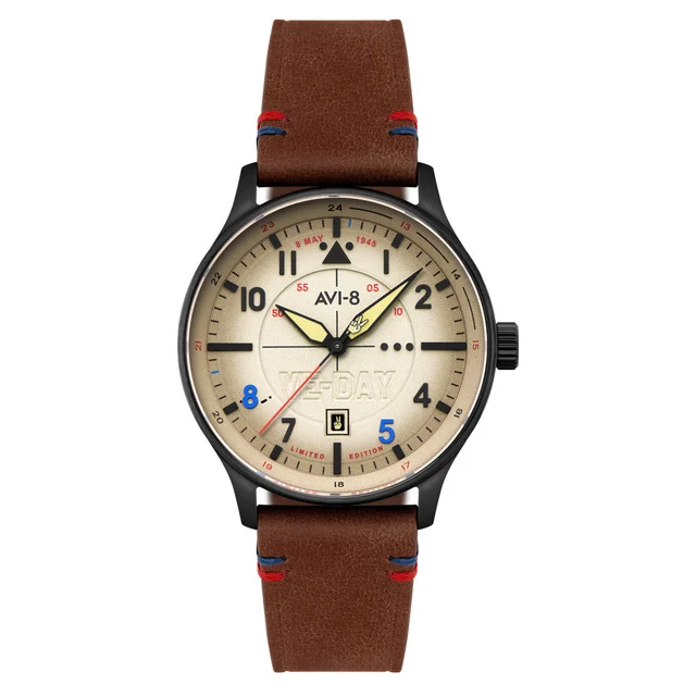 AVI-8 Hawker Hurricane VE-Day 80th LE Vanguard Beige Watch #AV-4094-06 kol saati