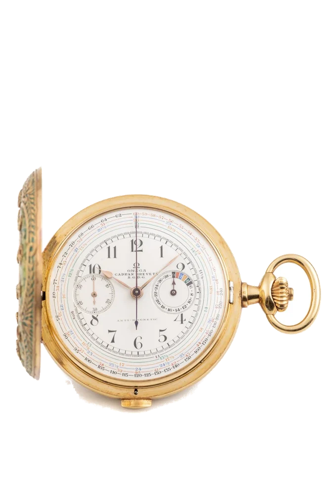 OMEGA OMEGA, REF. KOV 241, CHRONOGRAPH, ENAMEL DIAL, PLIQUE A JOUR kol saati