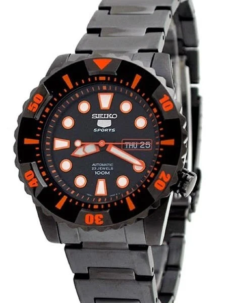 Seiko Sports Automatic Black PVD Watch with Matching Bracelet #SNZJ21K1 kol saati
