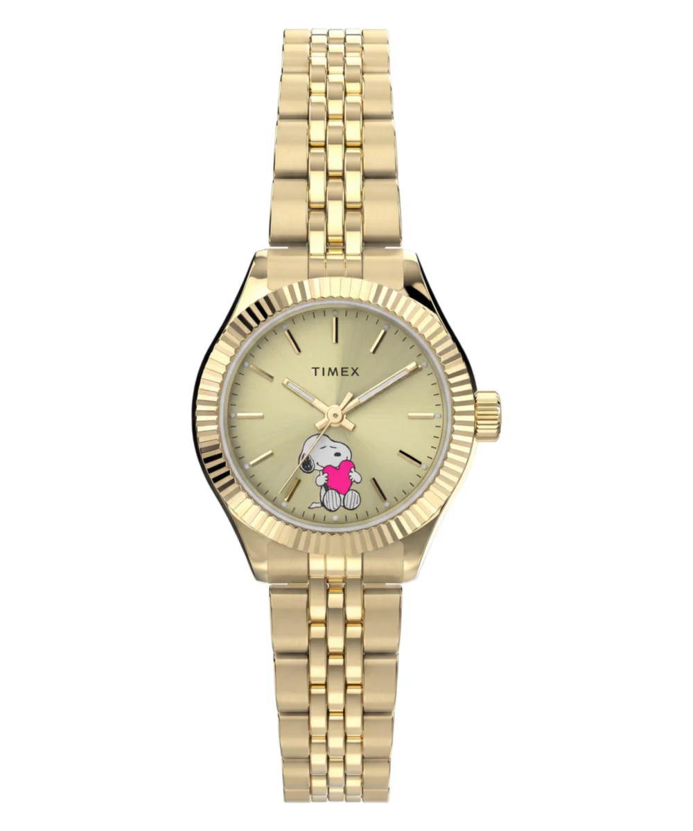 Timex Peanuts x Legacy Mini Heart Hug 25mm Stainless Steel Bracelet Watch TW6A07400VQ kol saati