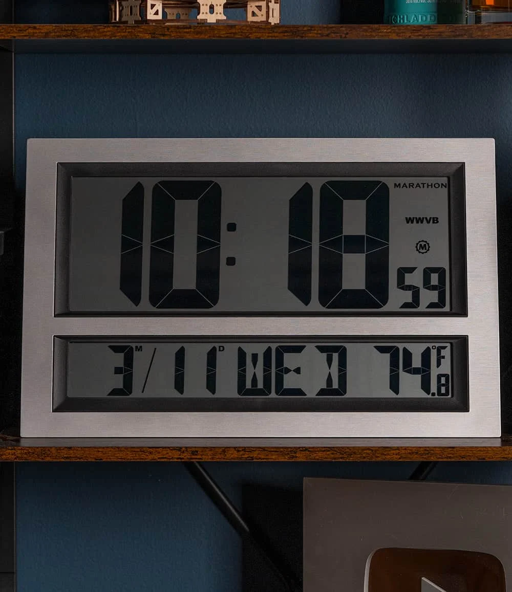 Marathon Jumbo Self-Setting Wall Clock CL030025-SV-00-NA kol saati
