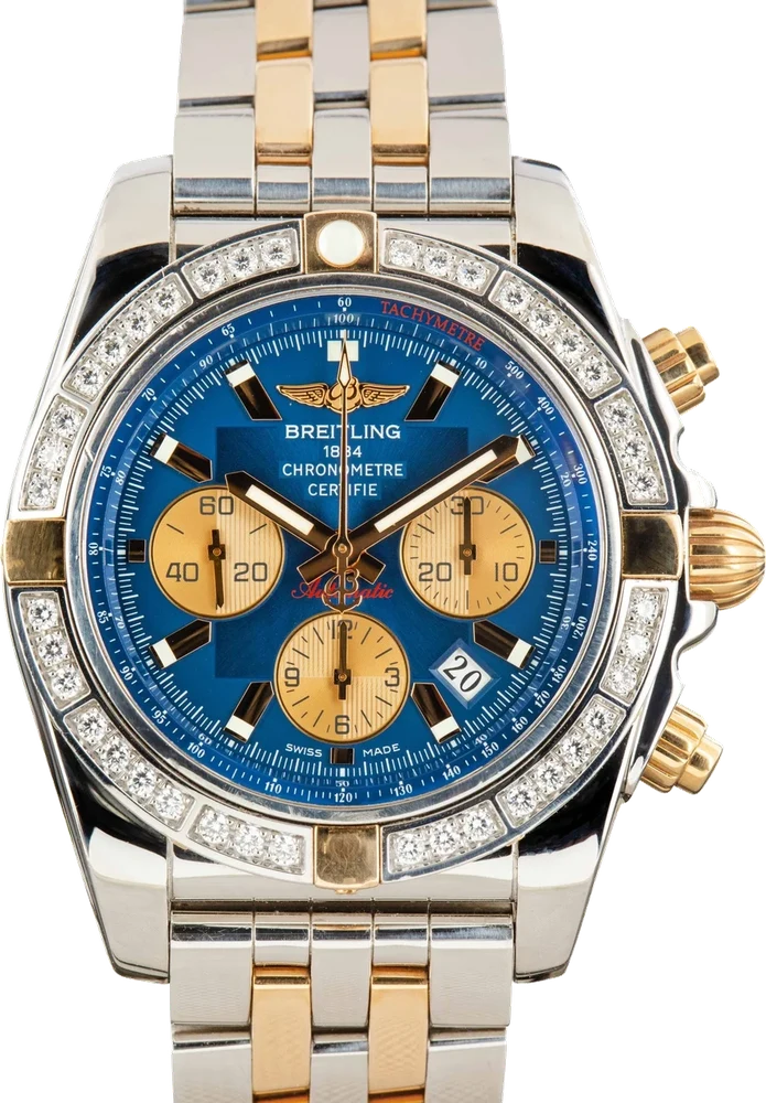 Breitling Chronomat 44 Blue Dial Diamond Bezel IB011053/C790 44 mm kol saati