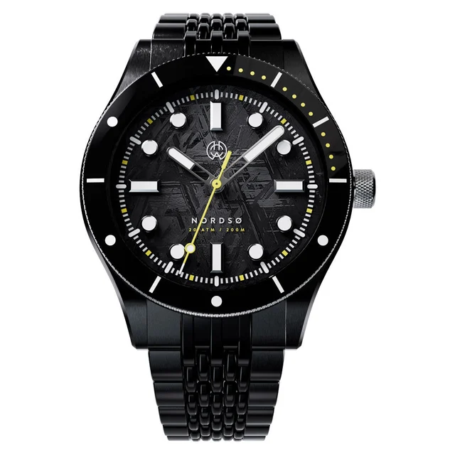 Henry Archer Nordso Automatic Dive Watch with Tempest Meteorite Dial and DLC Case and Brac