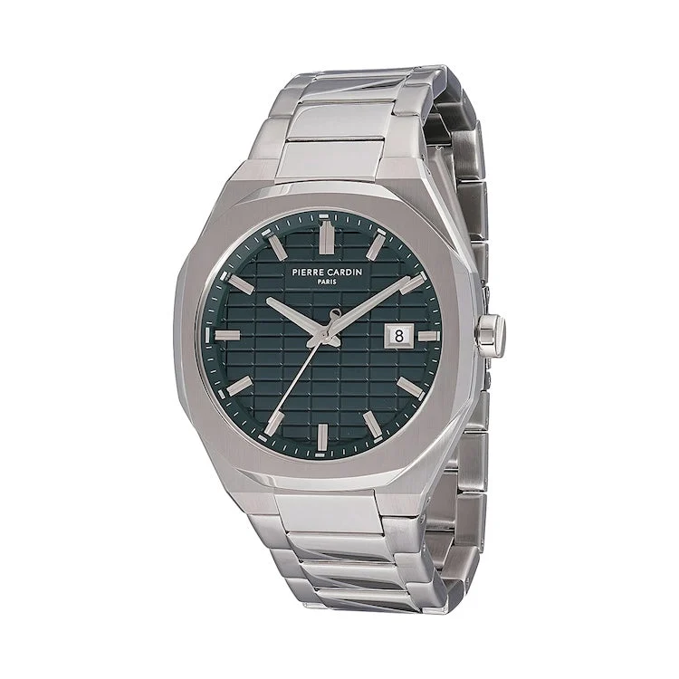 Elysee Maison 8 Checkers Men’s 42mm Stainless Steel Watch - Green Checkered Dial with Metal Strap CF.1000.MS.2 42 mm kol saati