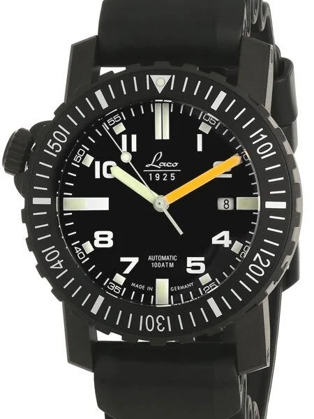 Laco Squad Seven Seas 1000 Meter Dive Watch with Sapphire Crystal and Helium Release Valve #861703 45 mm kol saati