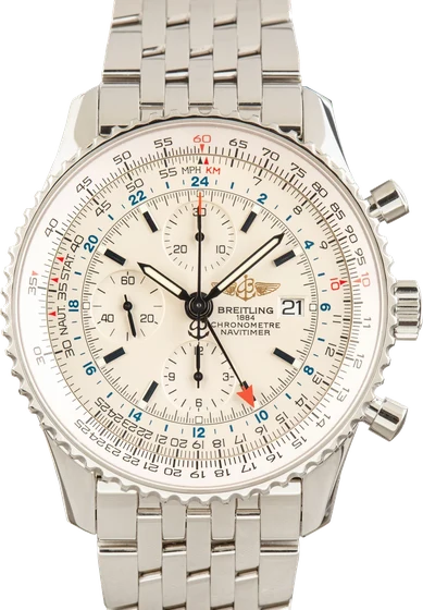 Breitling Navitimer World GMT 46 Silver Dial A2432212/G571 kol saati