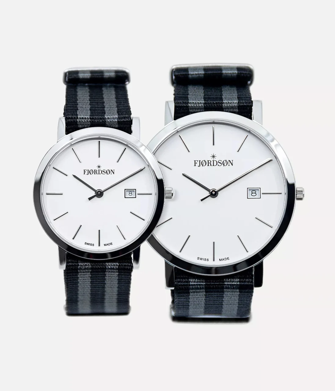 Fjordson White Dial With Black & Grey Nato Strap - Matching Cou #91 | White Dial With Black & Grey Nato Strap - Matching Cou 32 mm kol saati