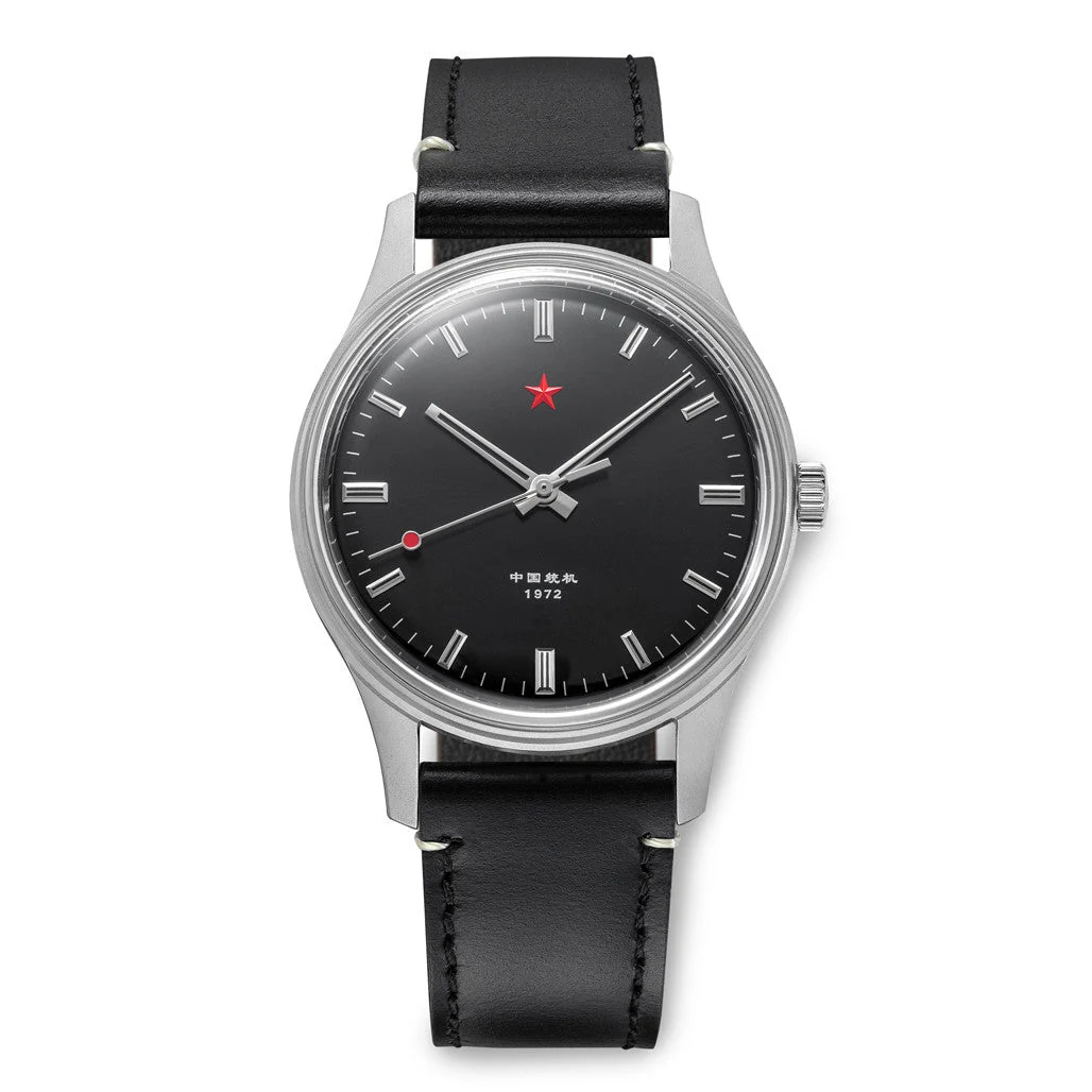 Red Star Dress Watch with Black Dial and Mechanical Movement #8598-B kol saati