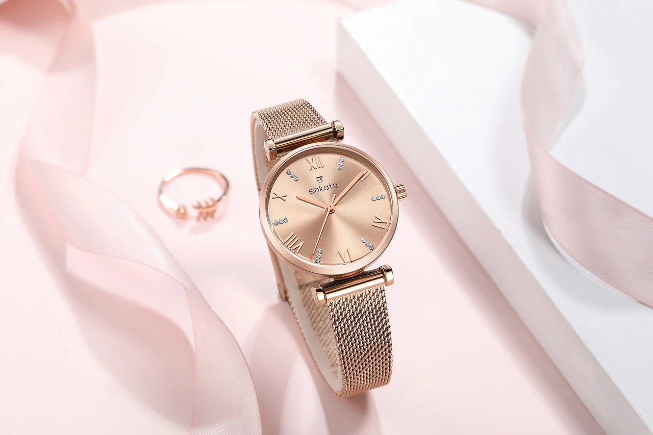 Enkatawatches Pegasus II Rosegold Mesh 32 mm kol saati