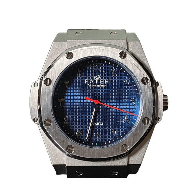 Fatehwatches Octagon Silver Blue kol saati
