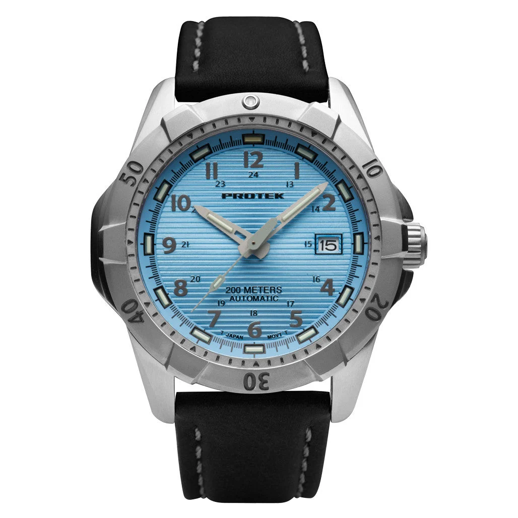 Protek Automatic Tritium Dive Watch with Light Blue Dial #PT2207 42 mm kol saati