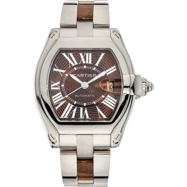 Cartier Roadster XL W6206000 Brown Dial White Gold Bracelet kol saati