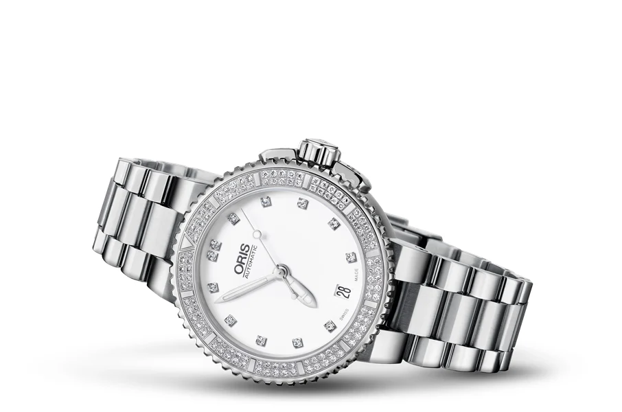 Oris Aquis Date Diamonds 01 733 7652 4991-07 8 18 01P 36 mm kol saati