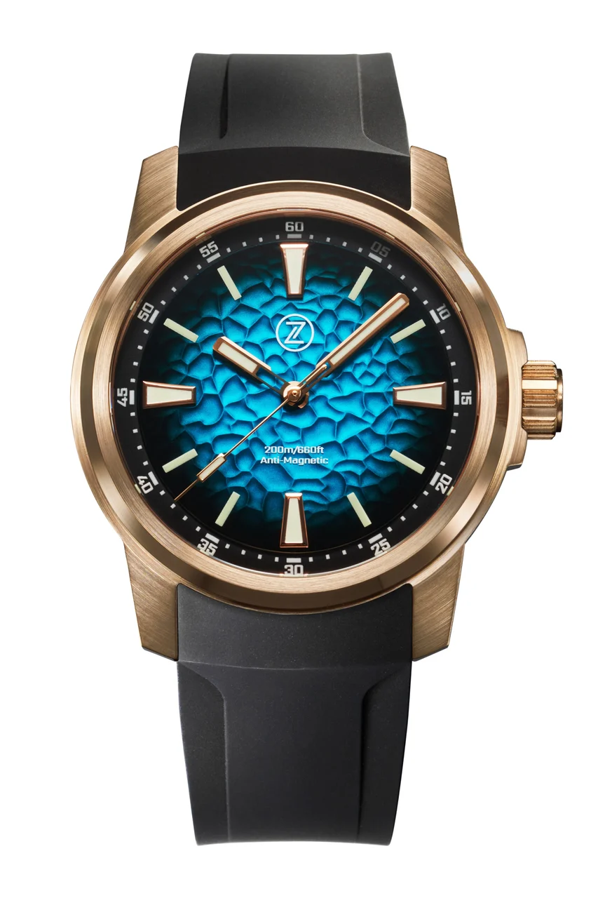 Zelos Aurora Field 42mm Br 'Hammered Teal' 42 mm kol saati
