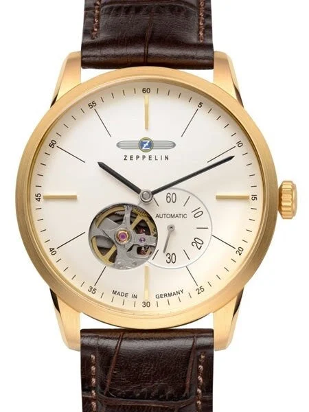 Graf Zeppelin Flatline Automatic Open-Heart Watch with Small Seconds #7362-1 kol saati
