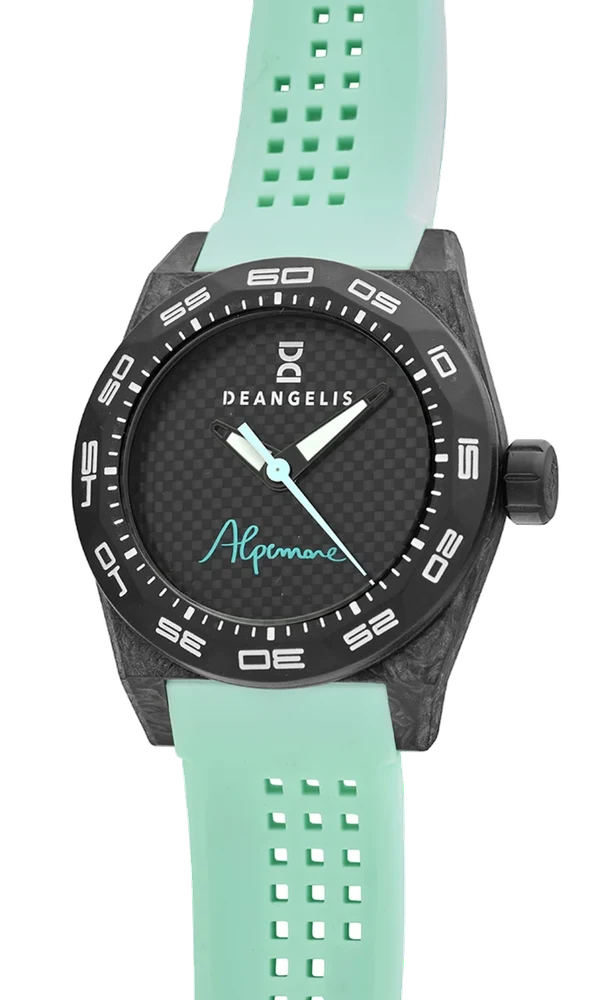 Deangelis By Locman DEANGELIS BY LOCMAN REF. 216, FORGED CARBON FIBER AND TITANIUM, LIMITED EDITION 100 PIECES FOR “ALPEMARE”, PERSONAL WATCH OF ANDREA BOCELLI, FULL SET CHARITY LOT DESTINED TO THE ANDREA BOCELLI FOUNDATION kol saati