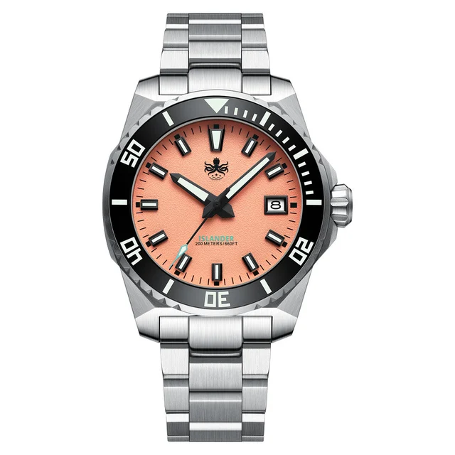 Phoibos ISLANDER LE Leviathan 40 Automatic Watch with Coral Dial #PY050-LIW11 kol saati