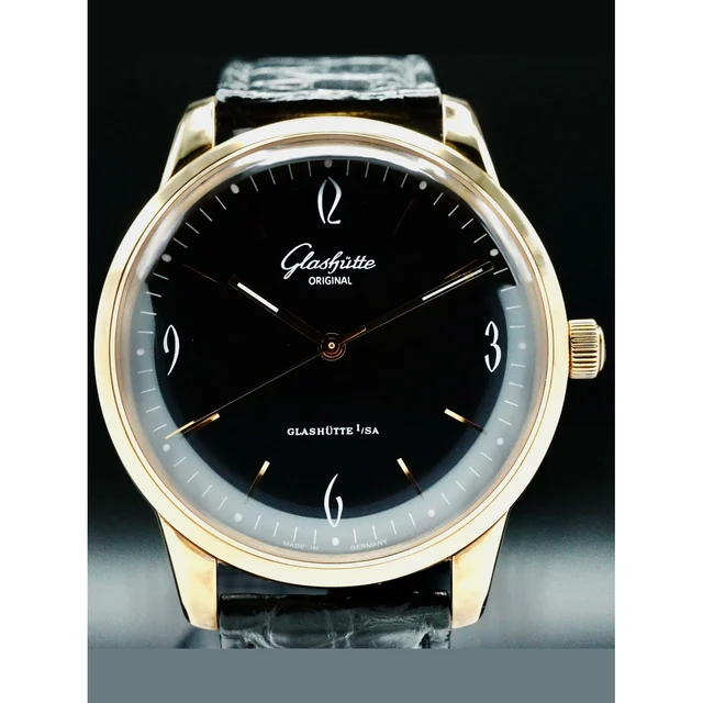Glashutte Original Glashütte Original 1-39-52-02-01-04 Vintage Sixties Gold Case Black Dia