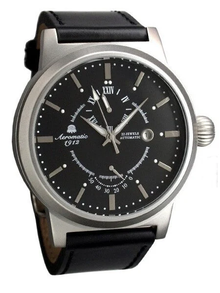 Aeromatic 1912 Classic Automatic Military Watch with Power Reserve Meter #A1360 48 mm kol saati