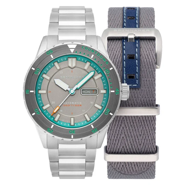 Spinnaker Hass x MCS Grey and Turqoise Dive Watch #SP-5104-11 kol saati