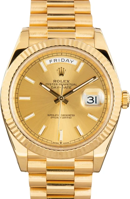 Rolex Day-Date 40 Champagne Diamond Dial Ref 228238 228238CDP kol saati
