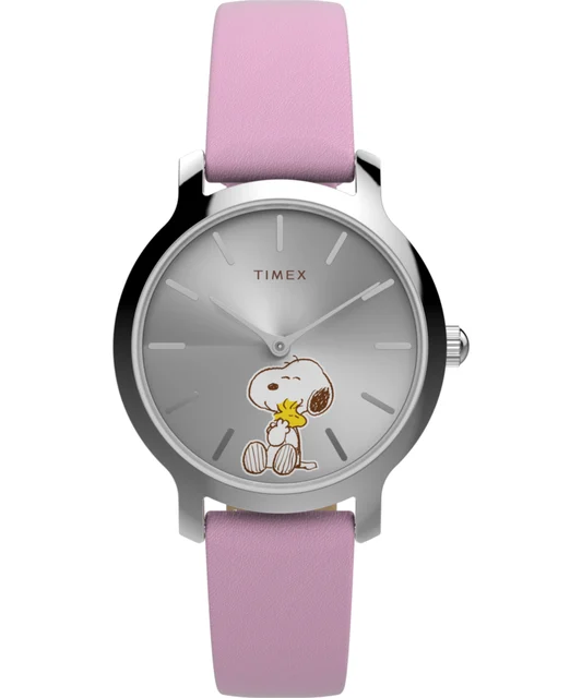 Timex Peanuts® x Transcend Snoopy Hug 31mm Leather Strap Watch TW2Y26000VQ kol saati