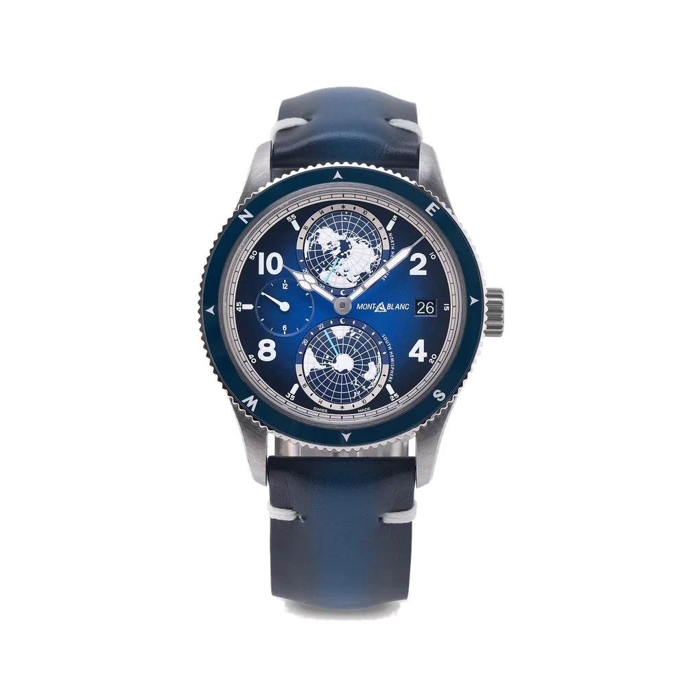 Montblanc MONTBLANC, REF. 1858, GEOSPHERE, BLUE DIAL, TITANIUM kol saati