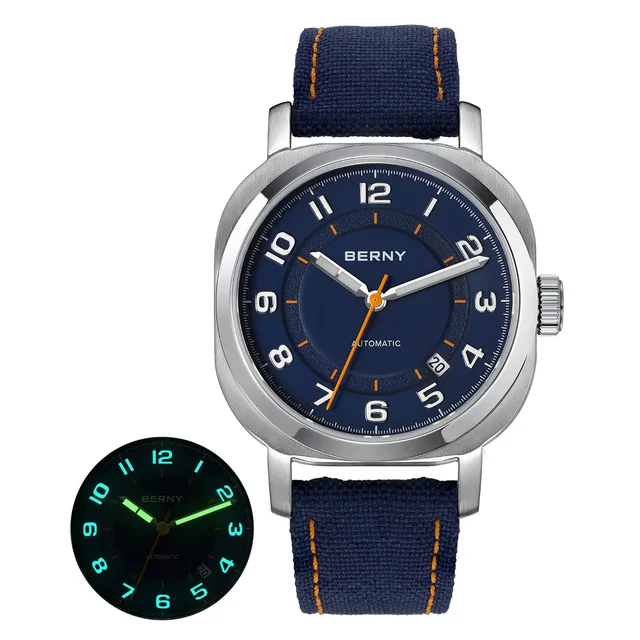 BERNY Men Automatic Cushion Shaped Dress Watch-AM133V AM133V-A kol saati