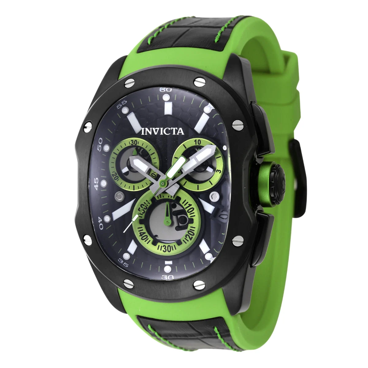 Invicta Lupah Revolution 2.0 Swiss ETA G10,212 Caliber Watch - 41,5mm, Green, Black (45437) kol saati