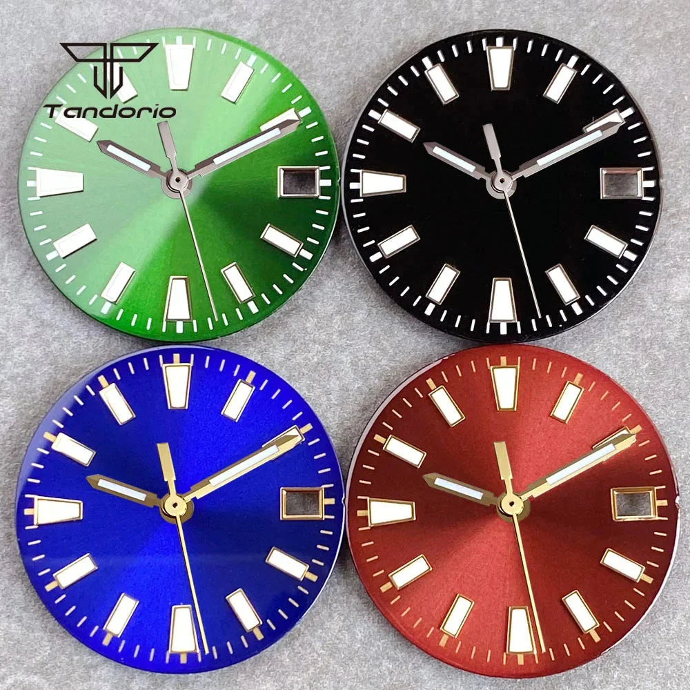 Tandorio Automatic Watch Dial Face Sunburst Date Window Hands Set Fit NH35 NH36 NH38 Movement Accessories Part 12000050620909292 29 mm kol saati