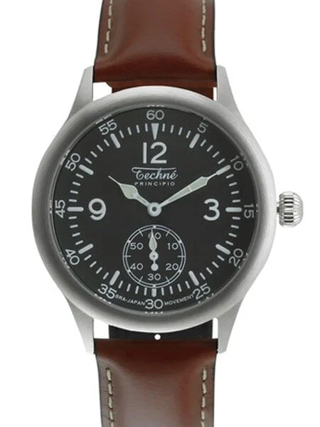 Techne Merlin Quartz Aviator Watch with Onion Crown and Small Seconds #246.053 kol saati