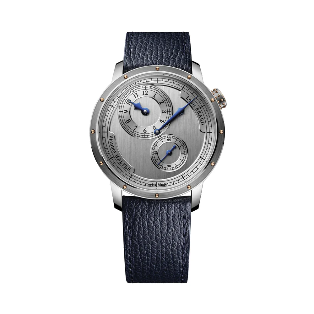 Louis Erard Régulateur x Vianney Halter II Worldwide Limtied Edition 43mm - Silver on Leather Strap 85246AA01.BVA180 43 mm kol saati