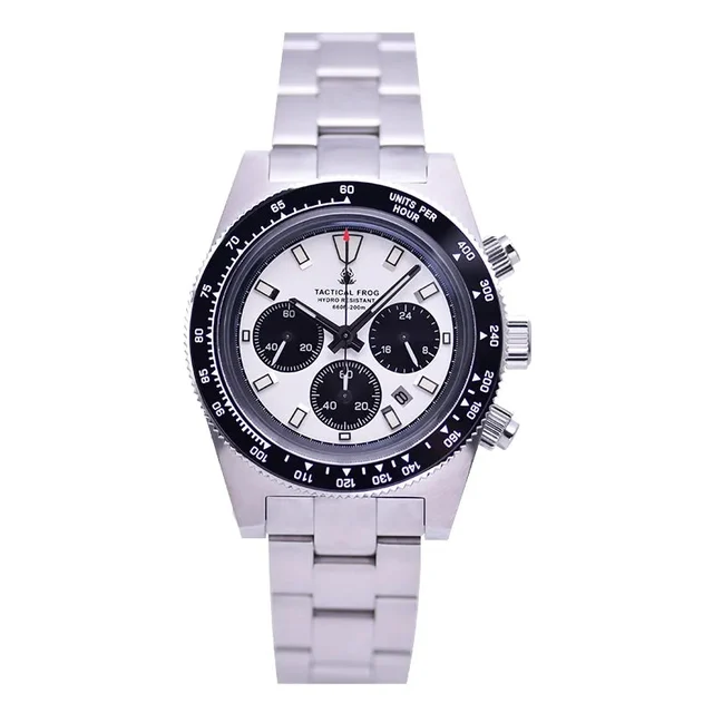 Tactical Frog Solar 62MAS Chronograph Watch 战术蛙新款-光动能元祖计时-银色太阳纹-755 kol saati