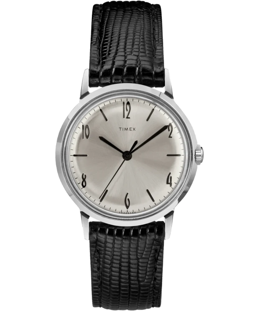 Timex Marlin® 1965 Reissue Hand-Wound 34mm Leather Strap Watch TW2R47900 34 mm kol saati