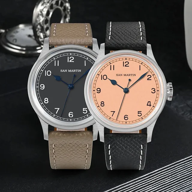 Tandorio Watches San Martin 38.5mm Mechanical Watch NH35 Vintage Pilot Simple Fashion Bake