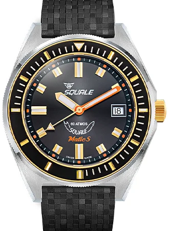 Squale Matic S Two-Tone Mosaic Rubber MATICGBKBK.MRBK/SQ kol saati