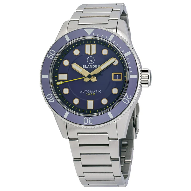 Islander Bayport 40mm Automatic Dive Watch with Purple Gilt Dial #ISL-174 kol saati