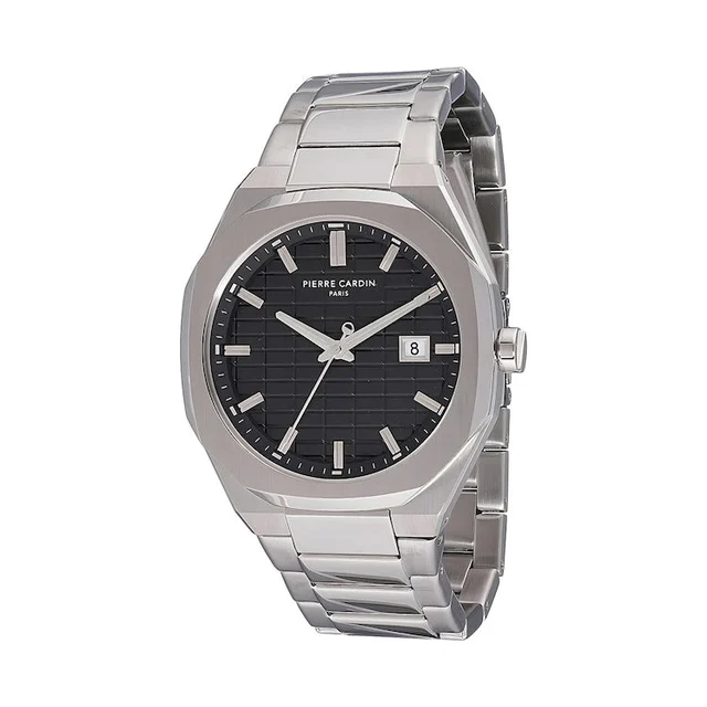 Elysee Maison 8 Checkers Men’s 42mm Stainless Steel Watch - Black Checkered Dial with Meta