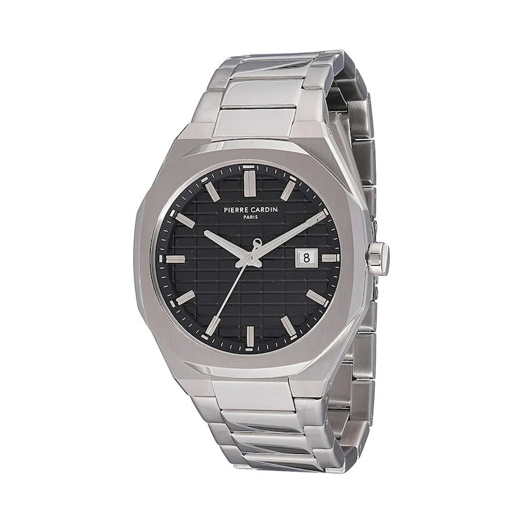 Elysee Maison 8 Checkers Men’s 42mm Stainless Steel Watch - Black Checkered Dial with Metal Strap CF.1000.MS 42 mm kol saati