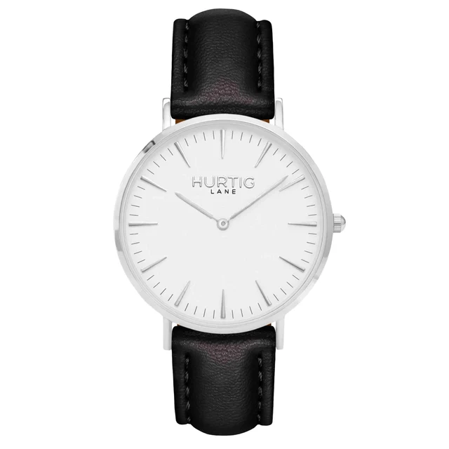 Hurtig Lane Vegan Watches Mykonos CACTUS Leather Watch Silver, White & Black kol saati