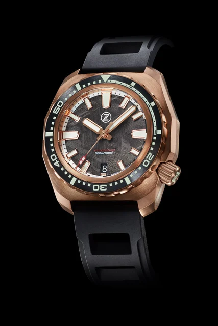 Zelos Hammerhead V3 300m Bronze 'Graphite' Meteorite kol saati
