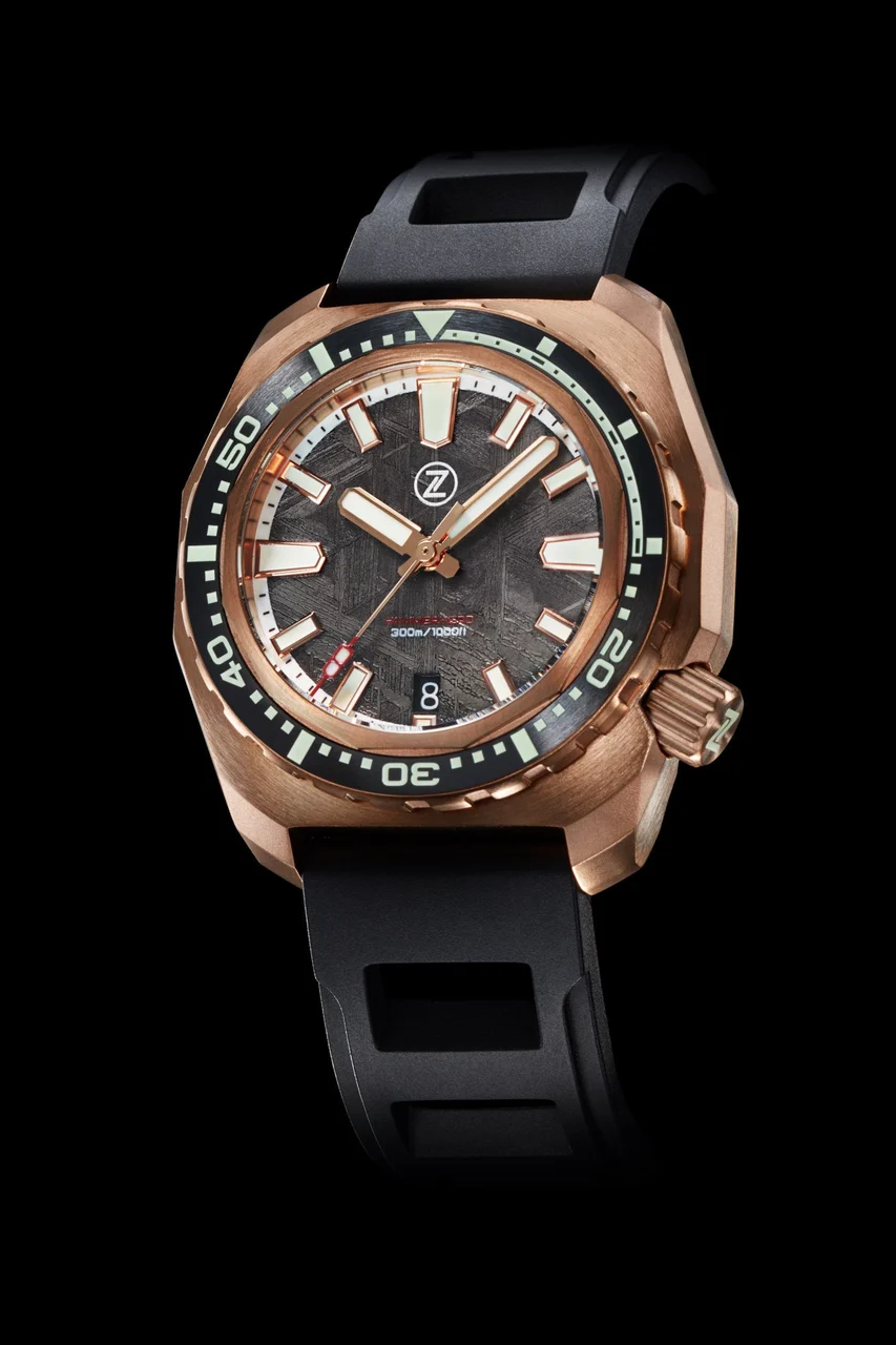 Zelos Hammerhead V3 300m Bronze 'Graphite' Meteorite 22 mm kol saati
