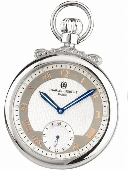 Charles Hubert Paris Charles-Hubert Mechanical Pocket Watch with Blue Hands #3873W 47 mm kol saati