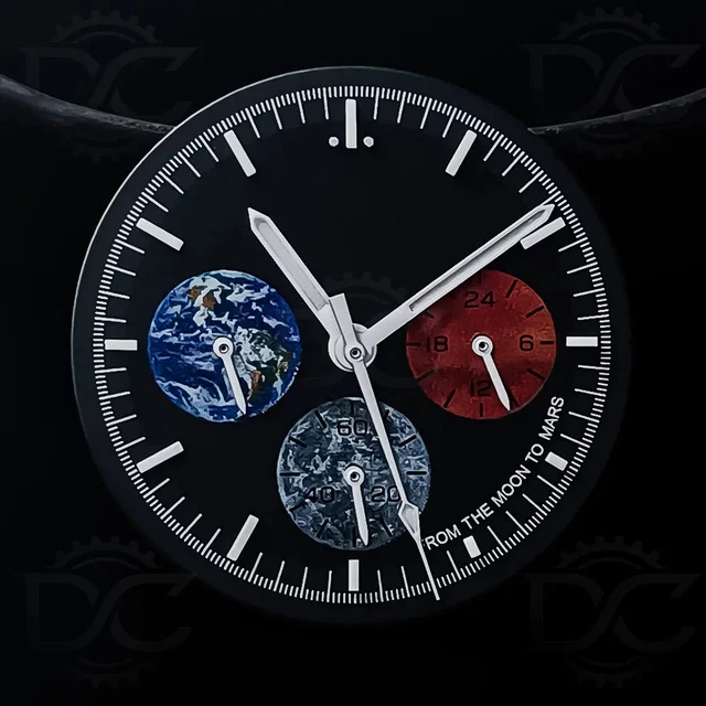 Tandorio Speedmaster Dial Hands From Moon to Mars VK63 Quartz Chronograph Movement green L