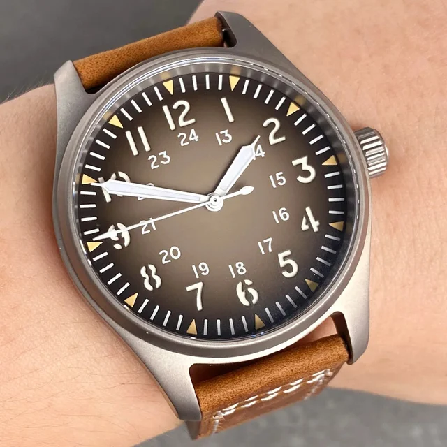 Tandorio Titanium Pilot NH35 Sapphire 20bar gray dial TD153 14:350686#Red A;5:56964930#NH3
